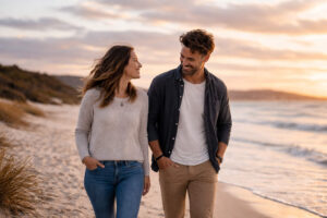a couple on the beach, rocd